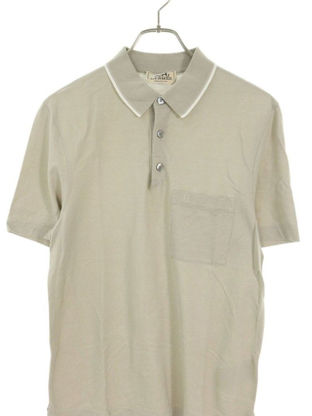 Hermes Saddle Stitch H Logo Embroidery Pocket Short Sleeve Polo Shirt XS